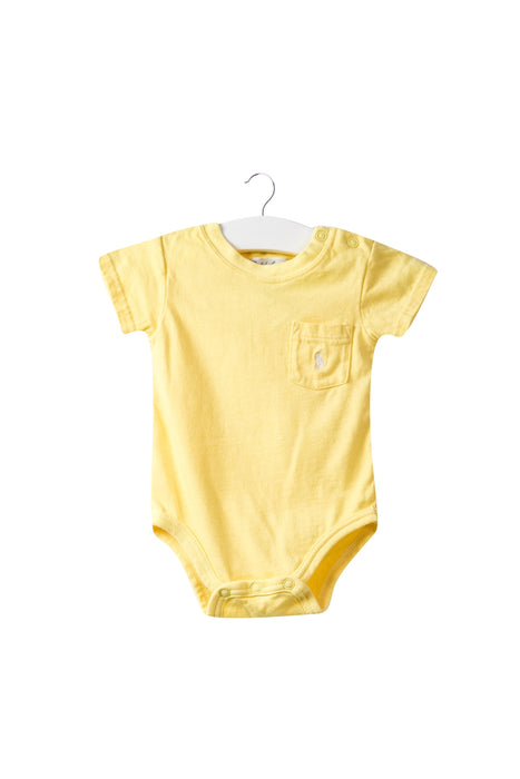 A Yellow Short Sleeve Bodysuits from Ralph Lauren in size 0-3M for girl. (Front View)