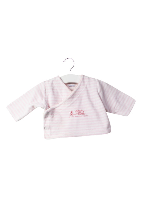 A Pink Long Sleeve Tops from Petit Bateau in size 0-3M for girl. (Front View)