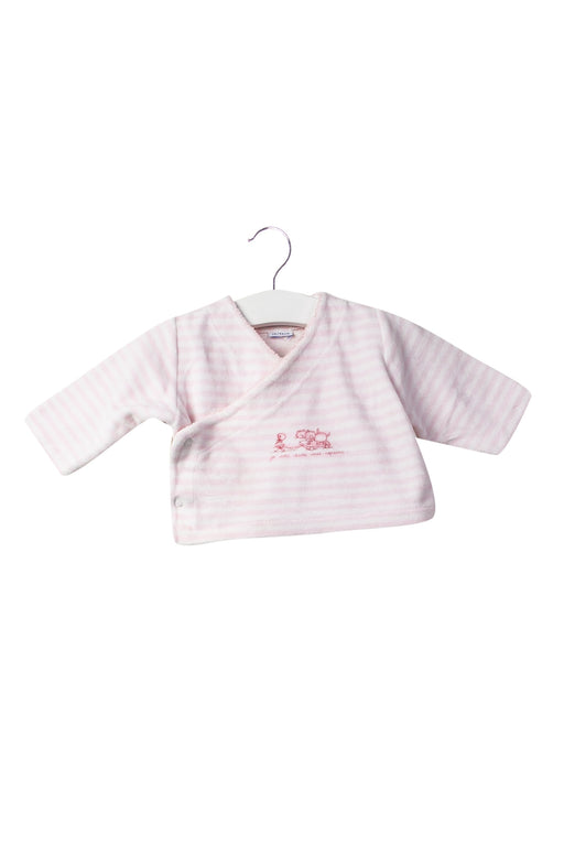 A Pink Long Sleeve Tops from Petit Bateau in size 0-3M for girl. (Front View)
