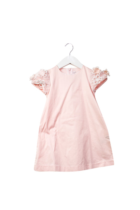 A Pink Short Sleeve Dresses from Il Gufo in size 2T for girl. (Front View)