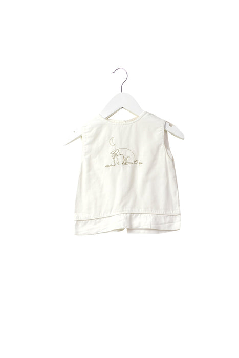A White Sleeveless Tops from Les Enfantines in size 3-6M for girl. (Front View)