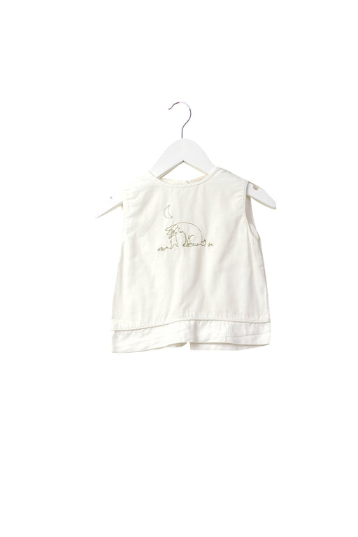 A White Sleeveless Tops from Les Enfantines in size 3-6M for girl. (Front View)