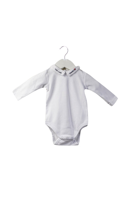 A White Long Sleeve Bodysuits from Jacadi in size 0-3M for girl. (Front View)