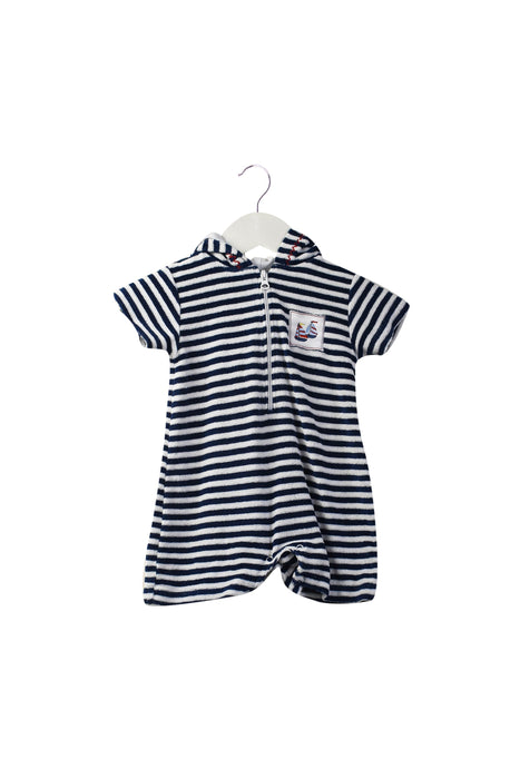 A Navy Short Sleeve Rompers from Kissy Kissy in size 0-3M for boy. (Front View)
