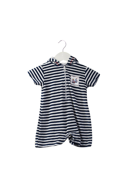 A Navy Short Sleeve Rompers from Kissy Kissy in size 0-3M for boy. (Front View)