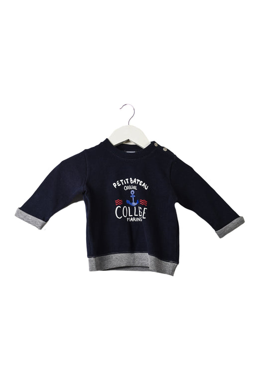 A Navy Crewneck Sweatshirts from Petit Bateau in size 6-12M for boy. (Front View)