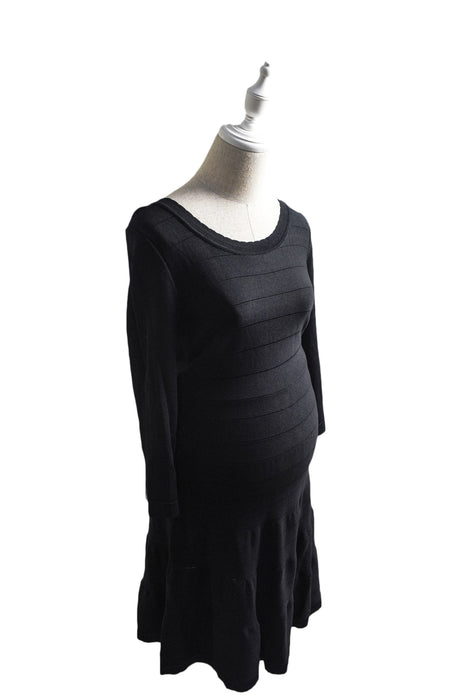 A Black Long Sleeve Dresses from Seraphine in size S for maternity. (Front View)