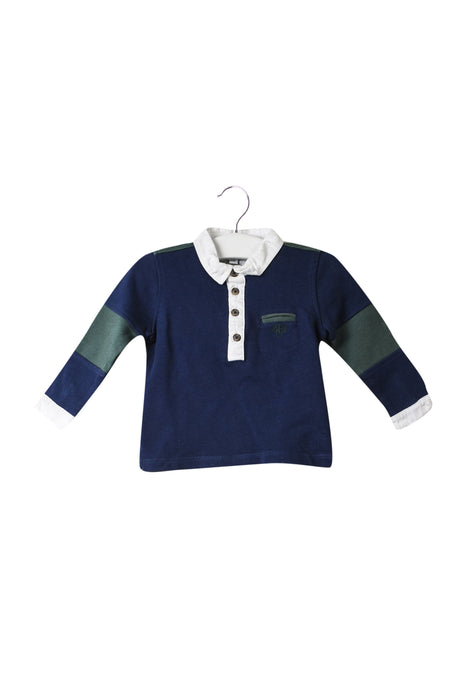 A Navy Long Sleeve Polos from Tartine et Chocolat in size 3-6M for boy. (Front View)