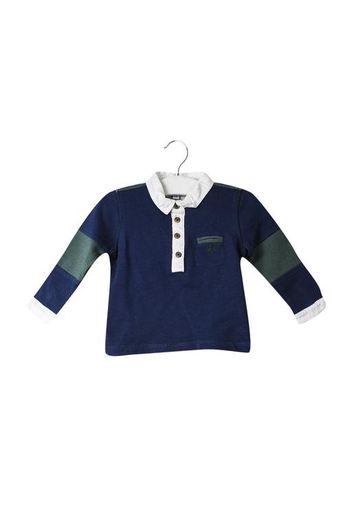 A Navy Long Sleeve Polos from Tartine et Chocolat in size 3-6M for boy. (Front View)