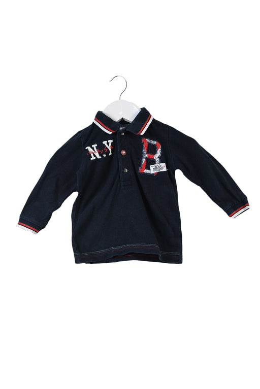 A Navy Long Sleeve Polos from IKKS in size 3-6M for boy. (Front View)