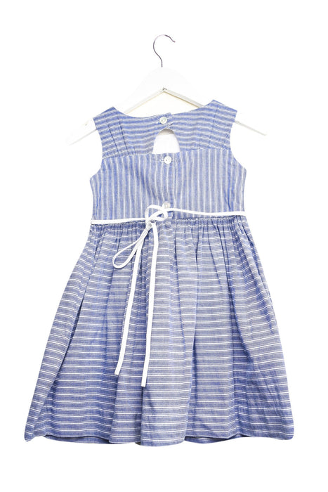 A Blue Sleeveless Dresses from Periwinkle in size 2T for girl. (Back View)
