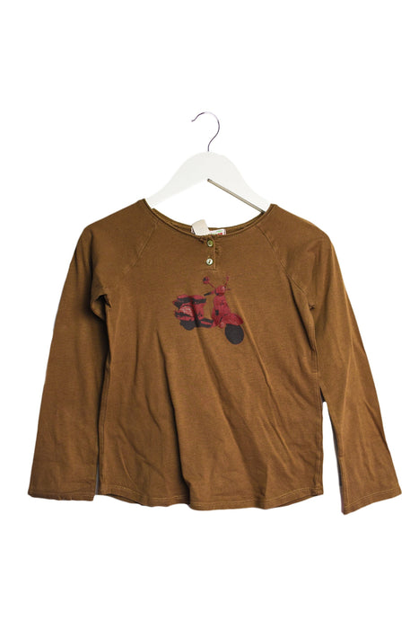A Brown Long Sleeve Tops from Bonpoint in size 6T for girl. (Front View)