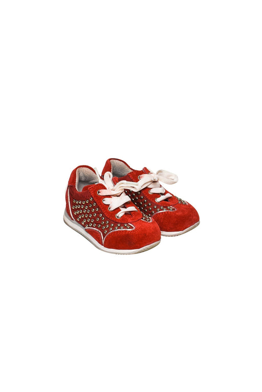 A Red Sneakers from EB in size 12-18M for girl. (Front View)
