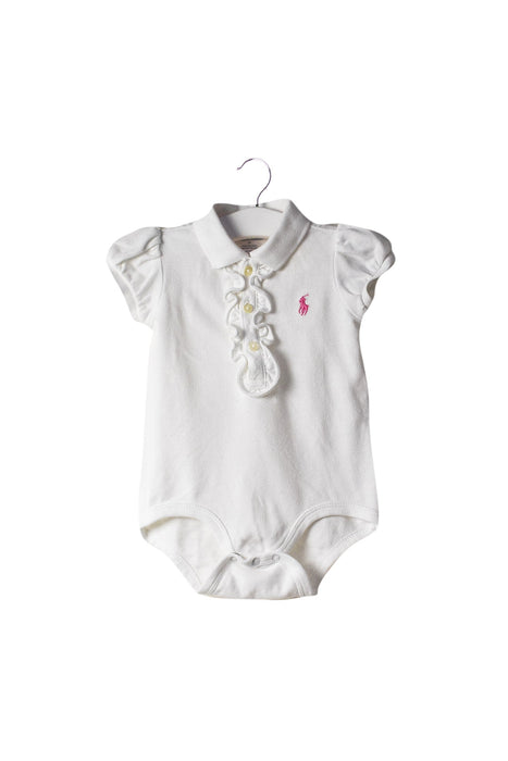 A White Short Sleeve Bodysuits from Ralph Lauren in size 3-6M for girl. (Front View)