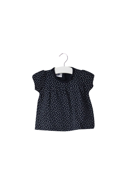 A Navy Short Sleeve Tops from Petit Bateau in size 3-6M for girl. (Front View)