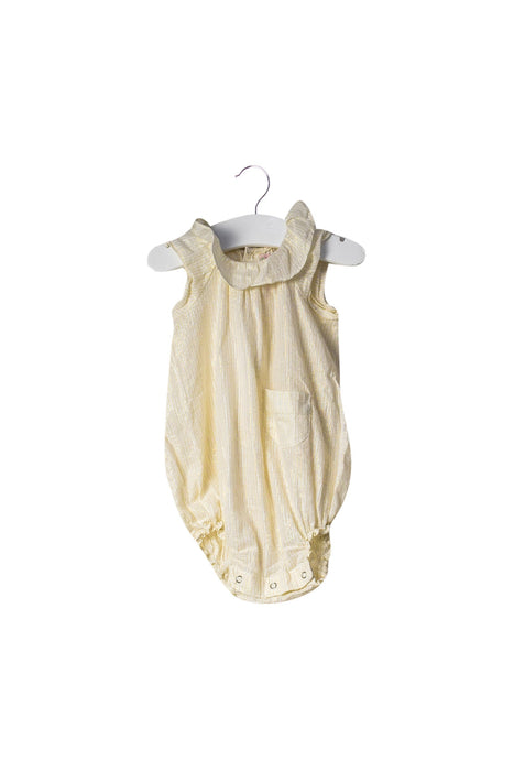 A Gold Sleeveless Rompers from Bonpoint in size 3-6M for girl. (Front View)