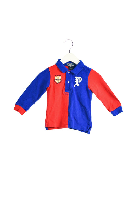 A Blue Long Sleeve Polos from Polo Ralph Lauren in size 12-18M for boy. (Front View)