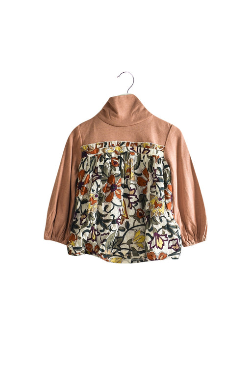 A Green Long Sleeve Tops from Le Petit Pois in size 6-12M for girl. (Front View)