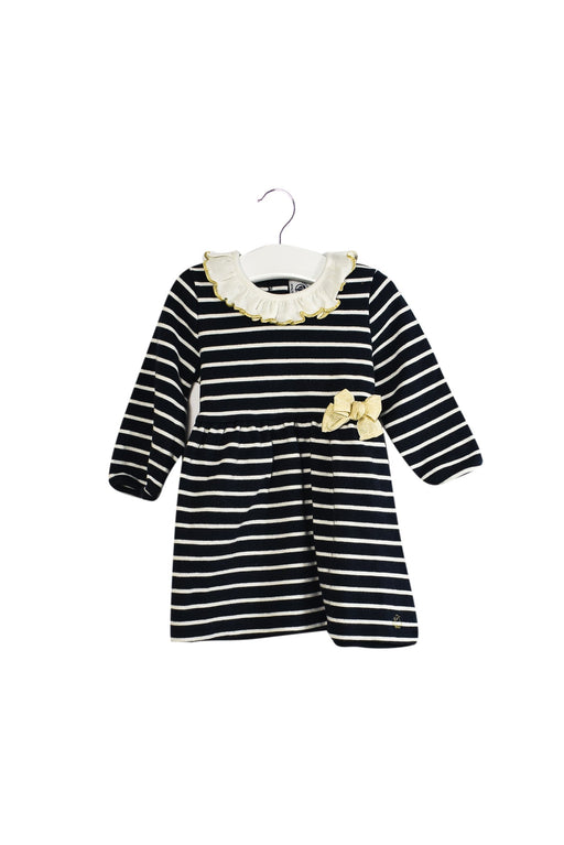 A Navy Sweater Dresses from Petit Bateau in size 6-12M for girl. (Front View)