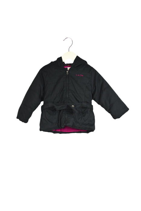 A Black Puffer/Quilted Jackets from La Compagnie des Petits in size 18-24M for girl. (Front View)