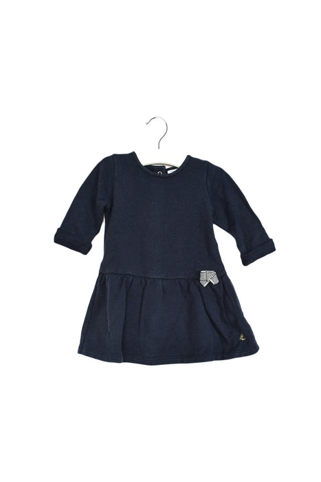 A Navy Sweater Dresses from Petit Bateau in size 6-12M for girl. (Front View)