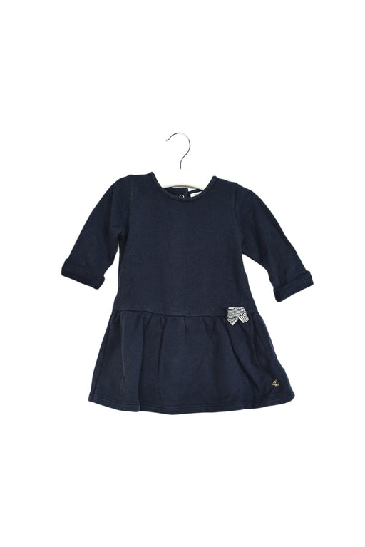 A Navy Sweater Dresses from Petit Bateau in size 6-12M for girl. (Front View)