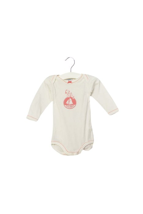 A White Long Sleeve Bodysuits from Petit Bateau in size 3-6M for girl. (Front View)