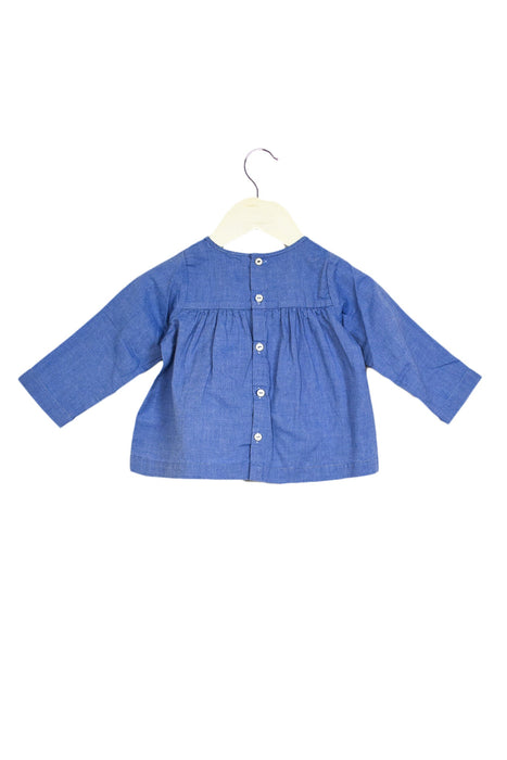 A Blue Long Sleeve Tops from Jacadi in size 6-12M for girl. (Back View)
