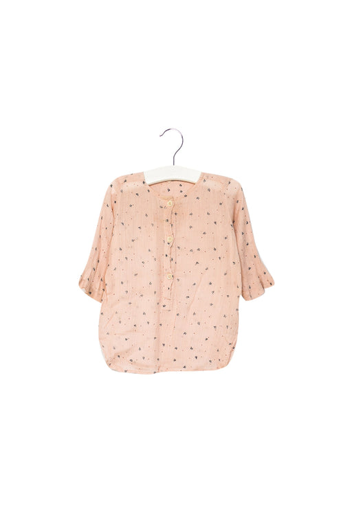 A Pink Long Sleeve Tops from Bonton in size 3-6M for girl. (Front View)