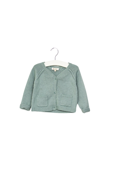 A Green Cardigans from CdeC in size 6-12M for girl. (Front View)