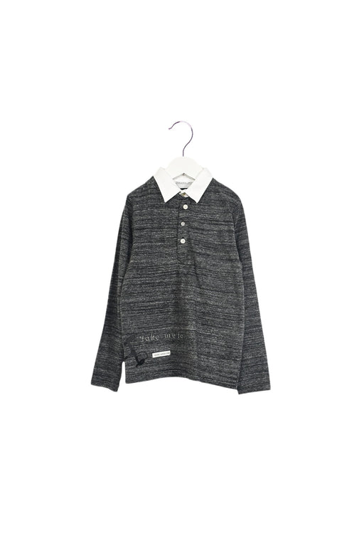 A Grey Long Sleeve Polos from IKKS in size 6T for boy. (Front View)