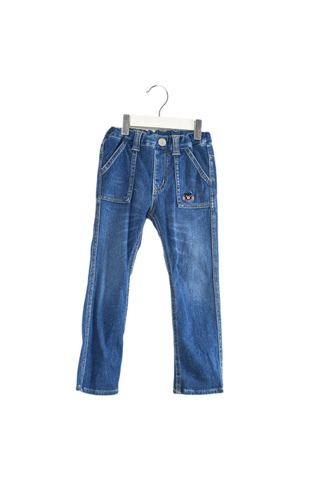 A Blue Jeans from Miki House in size 4T for girl. (Front View)