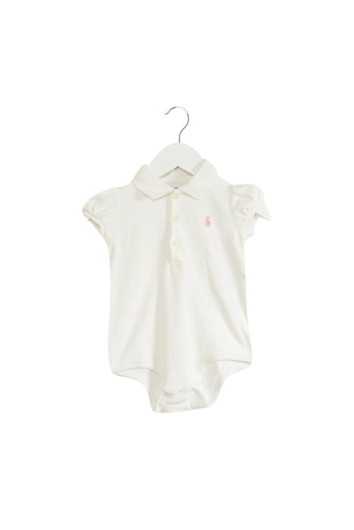 A White Short Sleeve Bodysuits from Ralph Lauren in size 6-12M for girl. (Front View)