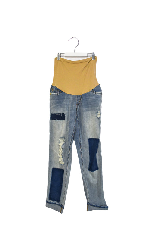 A Blue Jeans from Luxe Essentials Denim in size S for maternity. (Front View)