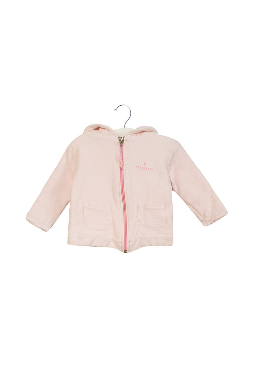 A Pink Zippered Sweatshirts from Trussardi in size 3-6M for girl. (Front View)