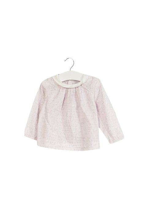A Pink Long Sleeve Tops from Jacadi in size 6-12M for girl. (Front View)