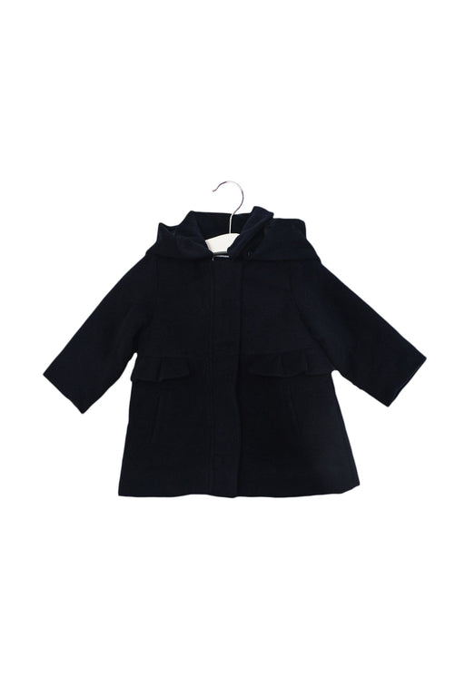 A Navy Coats from Jacadi in size 6-12M for girl. (Front View)