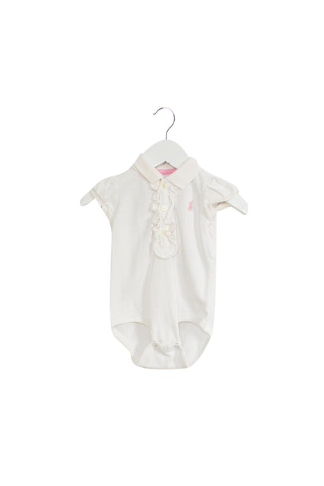 A White Short Sleeve Bodysuits from Ralph Lauren in size 3-6M for girl. (Front View)