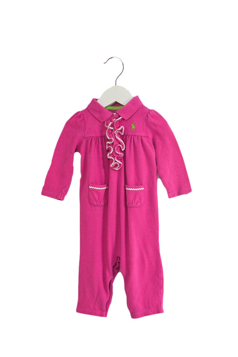 A Pink Long Sleeve Jumpsuits from Ralph Lauren in size 3-6M for girl. (Front View)