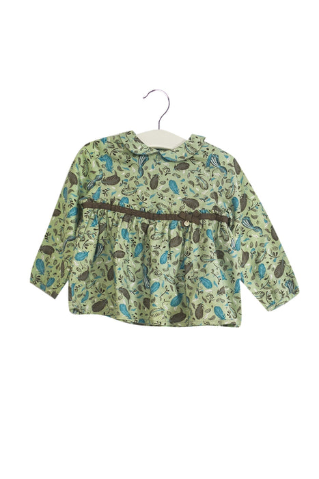 A Green Long Sleeve Tops from Tartine et Chocolat in size 12-18M for girl. (Front View)