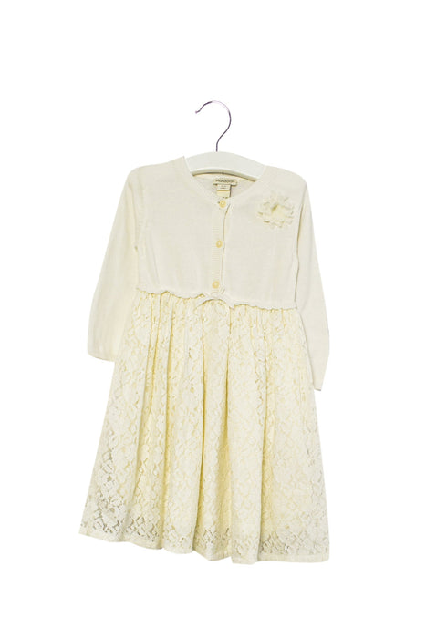 A White Long Sleeve Dresses from Monsoon in size 12-18M for girl. (Front View)