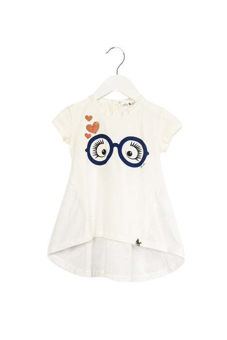 A White Short Sleeve Tops from Lu Lu by Miss Grant in size 3T for girl. (Front View)