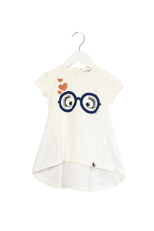A White Short Sleeve Tops from Lu Lu by Miss Grant in size 3T for girl. (Front View)