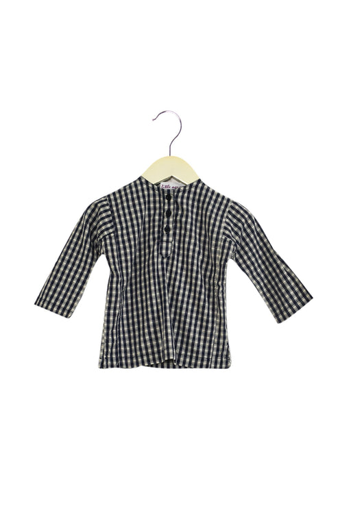 A Blue Long Sleeve Tops from Little Mercerie in size 6-12M for girl. (Front View)