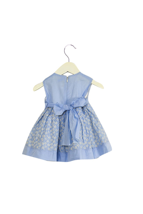 A Blue Sleeveless Dresses from Aletta in size 3-6M for girl. (Back View)