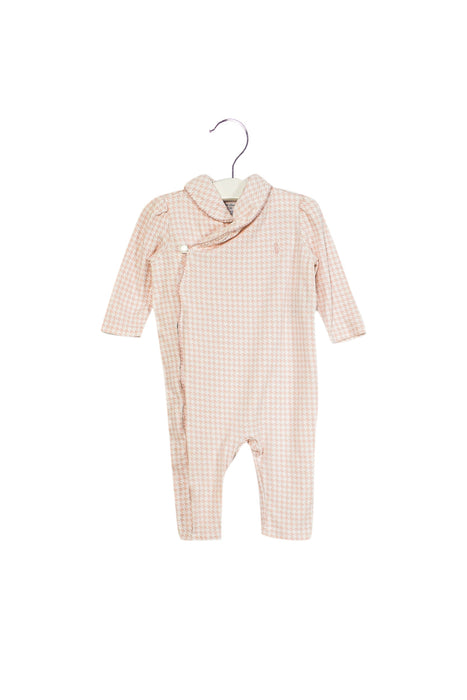A Pink Long Sleeve Jumpsuits from Ralph Lauren in size 3-6M for girl. (Front View)