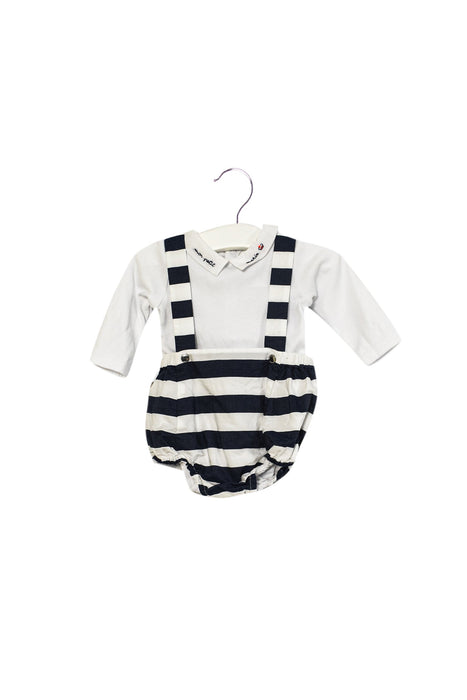 A White Overall Shorts from Jacadi in size 0-3M for boy. (Front View)