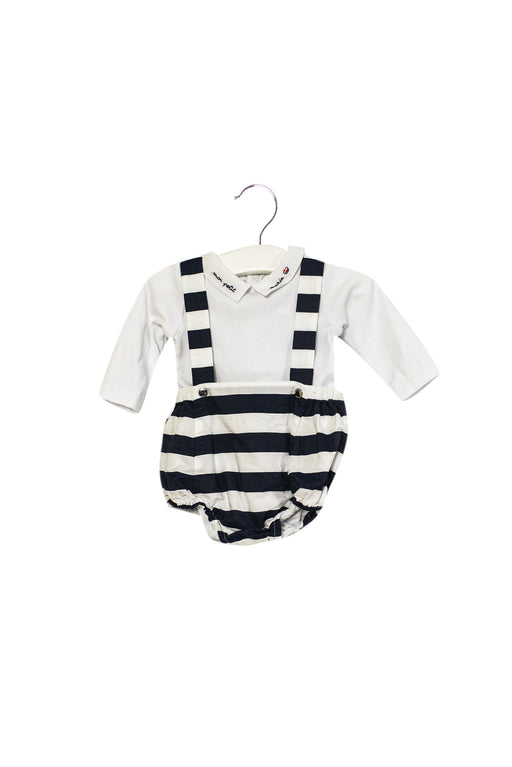 A White Overall Shorts from Jacadi in size 0-3M for boy. (Front View)