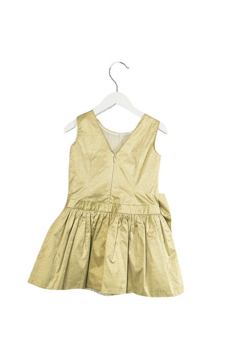 A Gold Sleeveless Dresses from Gusella in size 4T for girl. (Back View)