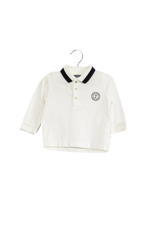 A White Long Sleeve Polos from Jacadi in size 3-6M for boy. (Front View)
